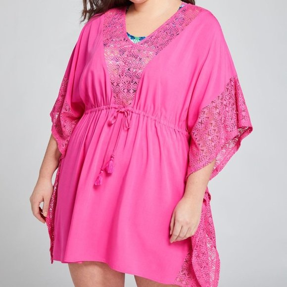Cacique Other - Cacique Lane Bryant crochet trim swim cover up 2X